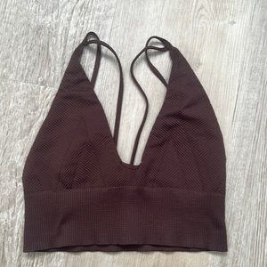 Brown ribbed crop top